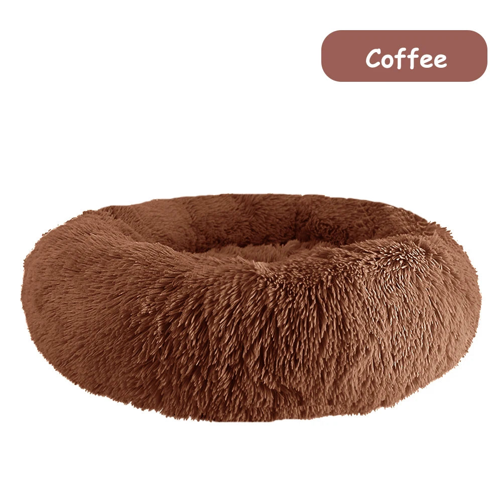 Plush Donut Dog Bed - Warm and Soft Calming Pet Bed for Small and Large Dogs and Cats, Washable Winter Kennel Sofa Cushion Mat