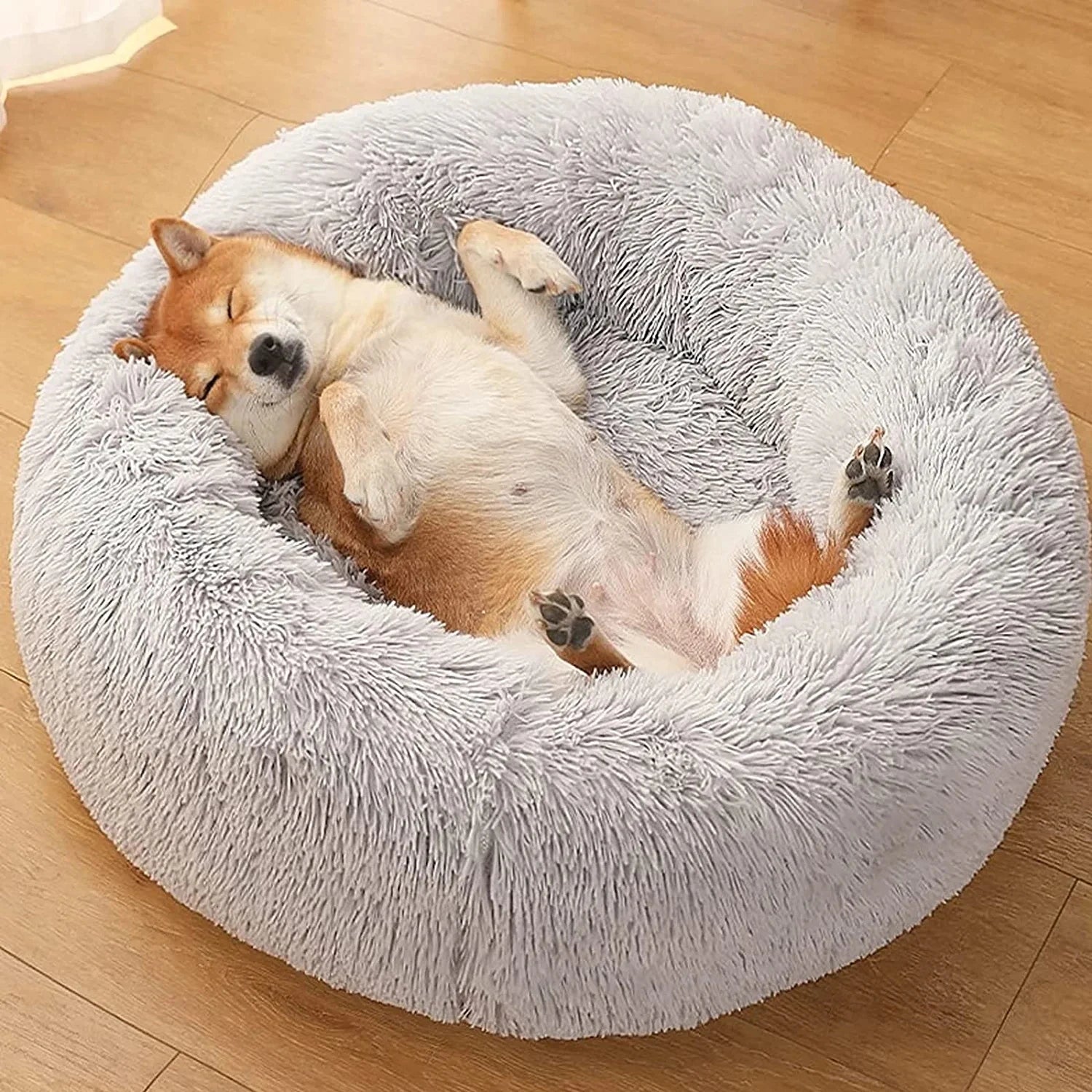 Donut Dog Bed - Cozy Plush Pet Bed for Small and Large Dogs and Cats, Calming Washable Winter Kennel Sofa Cushion Mat