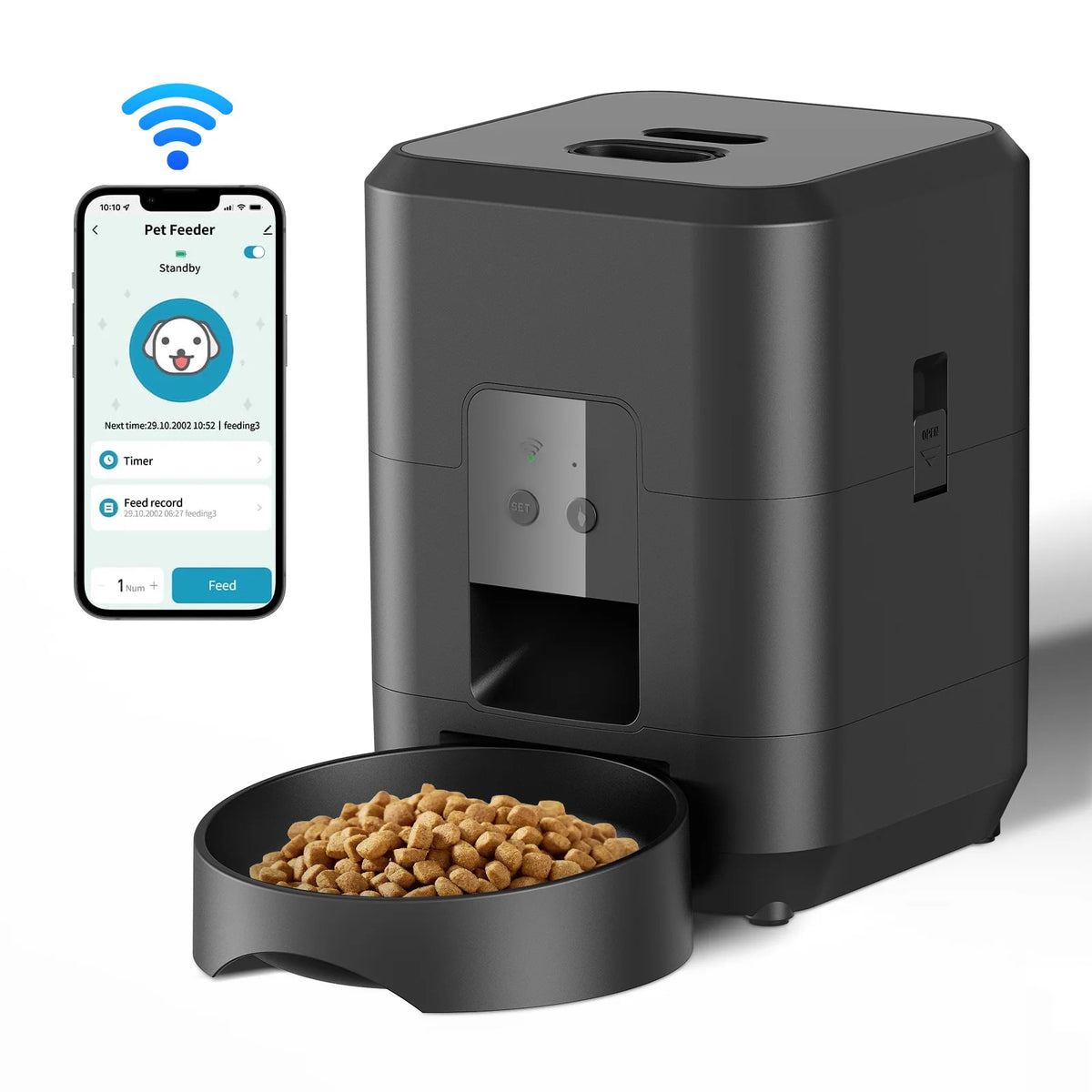 Mangiatoia per Animali Domestici Intelligente Mangiatoia Automatica per Gatti Macchina per Cibo Lento per Cani Con Ciotola per Cani per Gatti Automatica Quantitativa Temporizzata