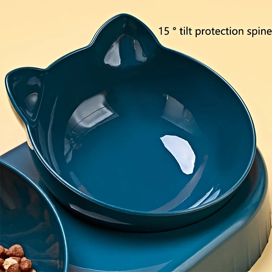 Ciotole per Animali Domestici Con Mangiatoia per L'Acqua, Set Di Ciotole per Acqua E Cibo Inclinate Con Design Dell'Orecchio 3 in 1 Con Bottiglia D'Acqua a Gravità per La Protezione Del Collo