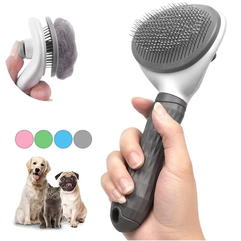 Professional Self-Cleaning Pet Grooming Brush and Comb for Dogs and Cats - Effective Shedding Tool and Accessories for Pet Care
