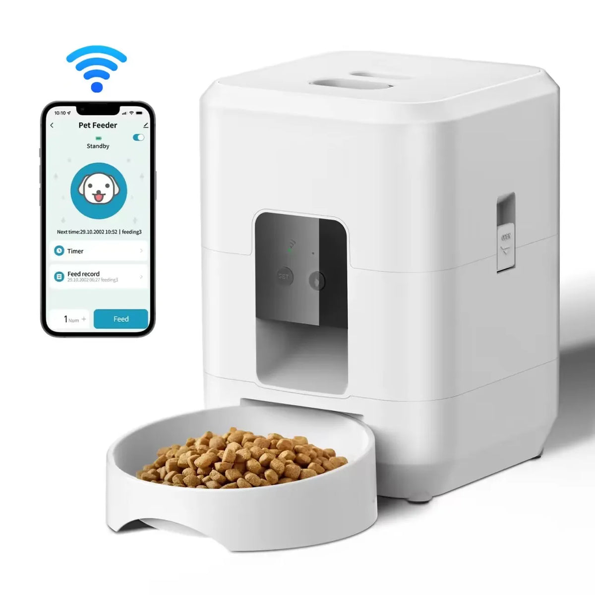 Mangiatoia per Animali Domestici Intelligente Mangiatoia Automatica per Gatti Macchina per Cibo Lento per Cani Con Ciotola per Cani per Gatti Automatica Quantitativa Temporizzata