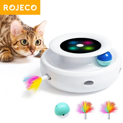 2-in-1 Smart Interactive Pet Toy Set with Automatic Feather and Fun Ball - 5 Modes for Cats and Dogs