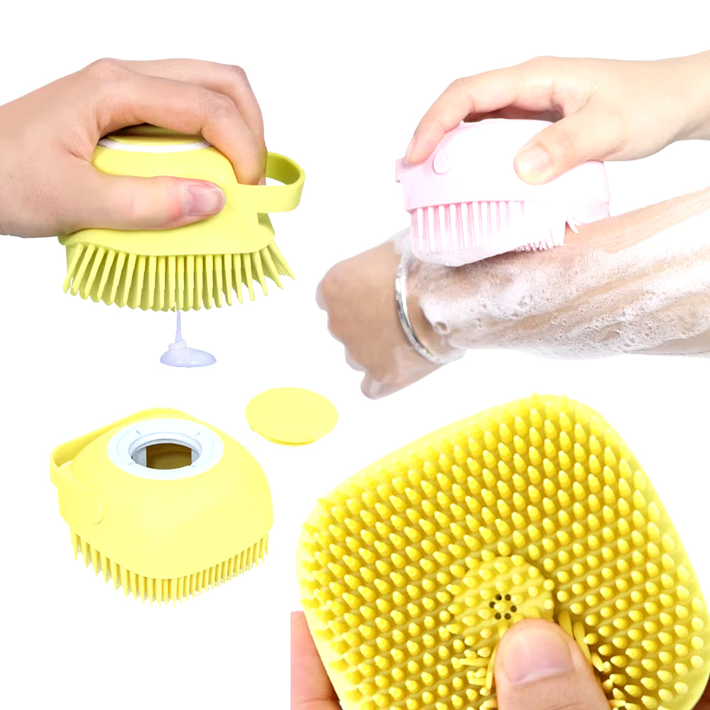 2-in-1 Bath Brush for Dogs and Cats, Pet Massage Comb for SPA Grooming, Soft Silicone Shower Brush, Dog Fur Cleaning Tool, Pet Care Accessories