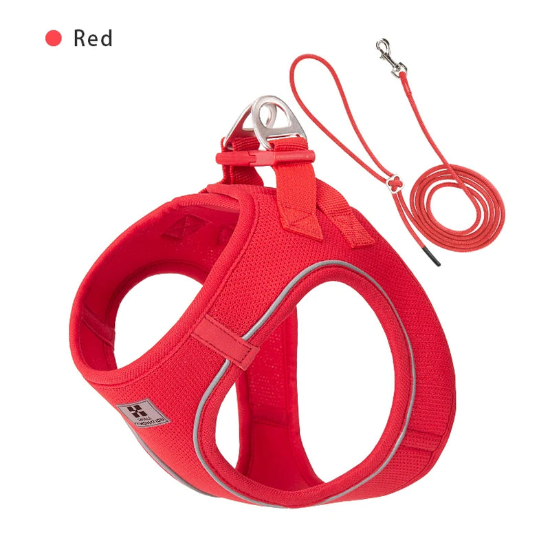 Adjustable Reflective Leash and Harness Set for Small to Medium Dogs, Suitable for Puppies and Cats, Ideal for Outdoor Walks, Compatible with Chihuahuas and Dachshunds