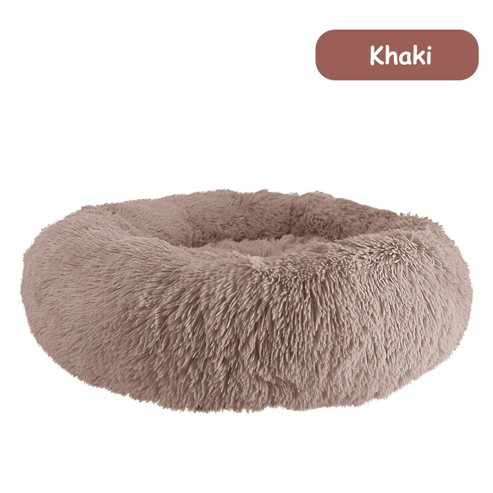 Plush Donut Dog Bed - Warm and Soft Calming Pet Bed for Small and Large Dogs and Cats, Washable Winter Kennel Sofa Cushion Mat