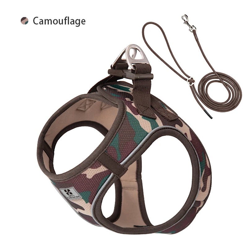 Adjustable Reflective Leash and Harness Set for Small to Medium Dogs, Suitable for Puppies and Cats, Ideal for Outdoor Walks, Compatible with Chihuahuas and Dachshunds