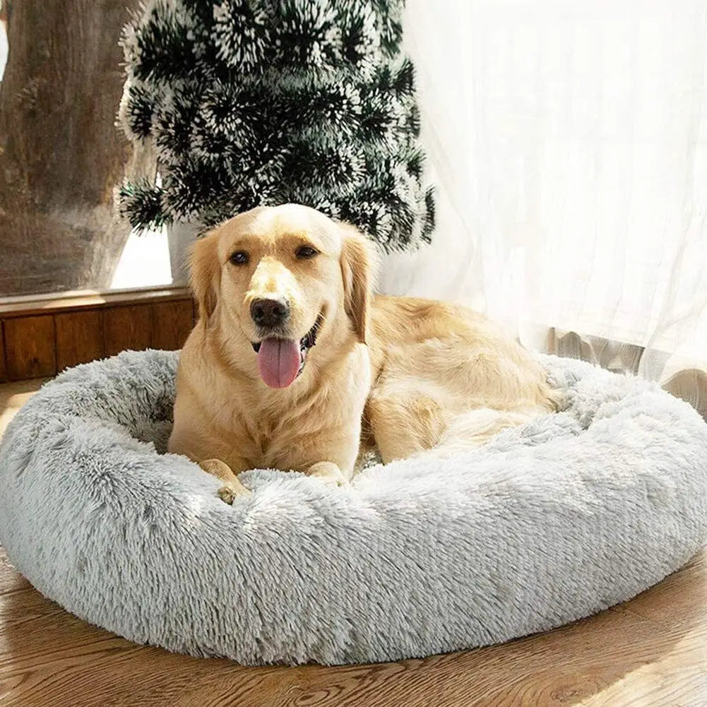 Donut Dog Bed - Cozy Plush Pet Bed for Small and Large Dogs and Cats, Calming Washable Winter Kennel Sofa Cushion Mat