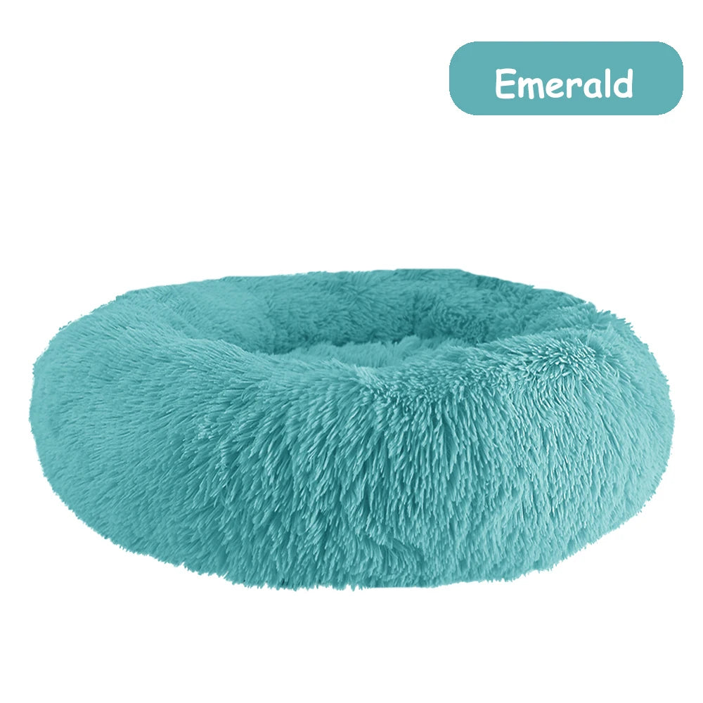 Plush Donut Dog Bed - Warm and Soft Calming Pet Bed for Small and Large Dogs and Cats, Washable Winter Kennel Sofa Cushion Mat