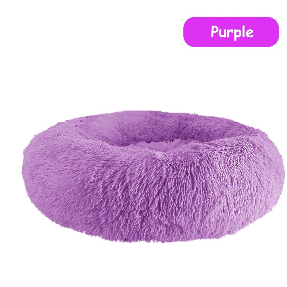 Plush Donut Dog Bed - Warm and Soft Calming Pet Bed for Small and Large Dogs and Cats, Washable Winter Kennel Sofa Cushion Mat