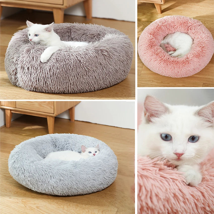 Donut Dog Bed - Cozy Plush Pet Bed for Small and Large Dogs and Cats, Calming Washable Winter Kennel Sofa Cushion Mat