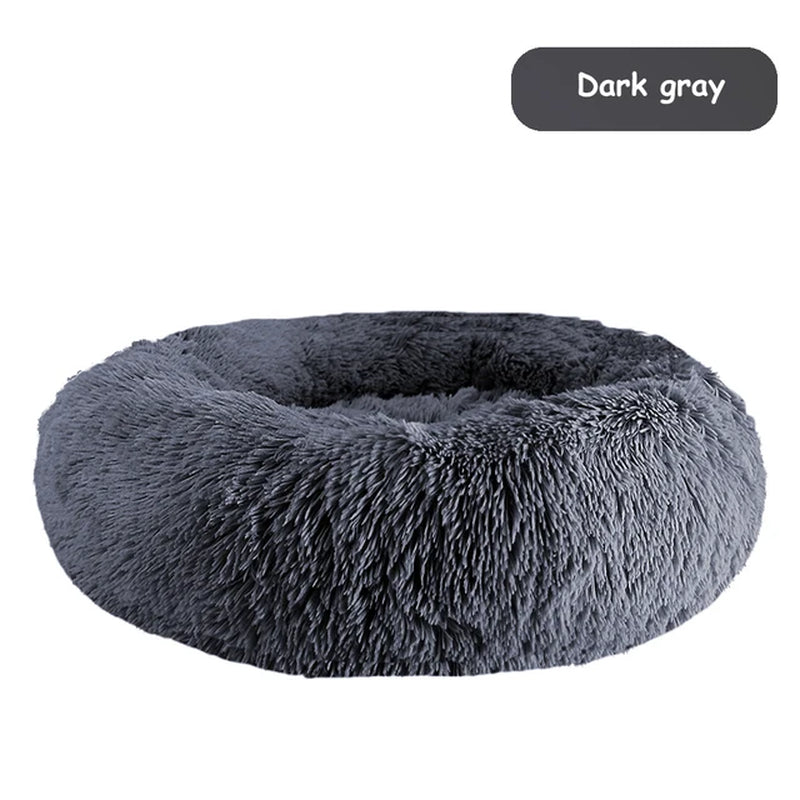 Plush Donut Dog Bed - Warm and Soft Calming Pet Bed for Small and Large Dogs and Cats, Washable Winter Kennel Sofa Cushion Mat