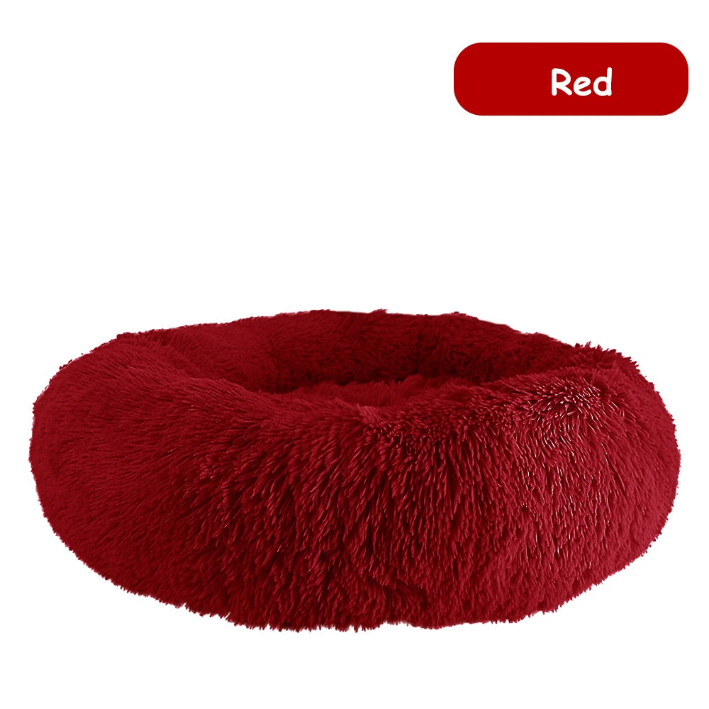 Plush Donut Dog Bed - Warm and Soft Calming Pet Bed for Small and Large Dogs and Cats, Washable Winter Kennel Sofa Cushion Mat