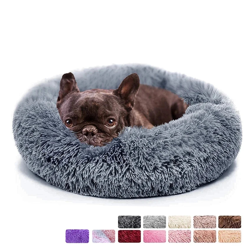 Donut Dog Bed - Cozy Plush Pet Bed for Small and Large Dogs and Cats, Calming Washable Winter Kennel Sofa Cushion Mat