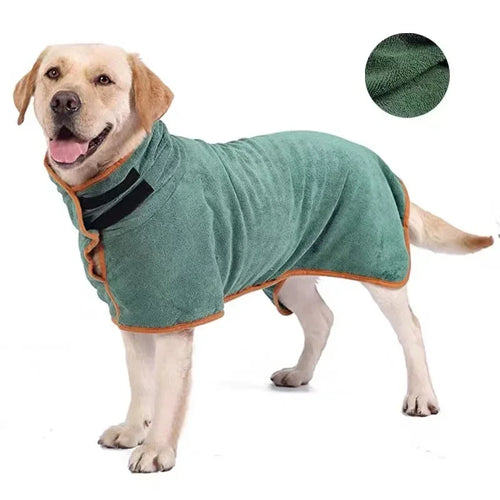Absorbent Quick-Drying Dog Bathrobe and Towel for Large and Small Dogs and Cats - Full Body Wrap