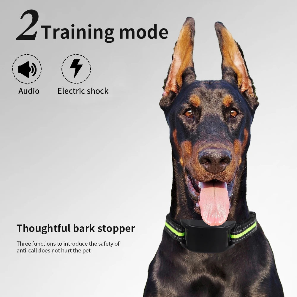 Collare Elettronico Automatico per Controllo Abbaio dei Cani, Dispositivo Ultrasuoni e a Scossa per Animali Domestici, Recinto Virtuale per Cani