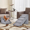 Set di Rampe in Schiuma Antiscivolo per Cani con 5 e 3 Gradini, Alte 56 cm e 28 cm, Disponibili in 2 Colori