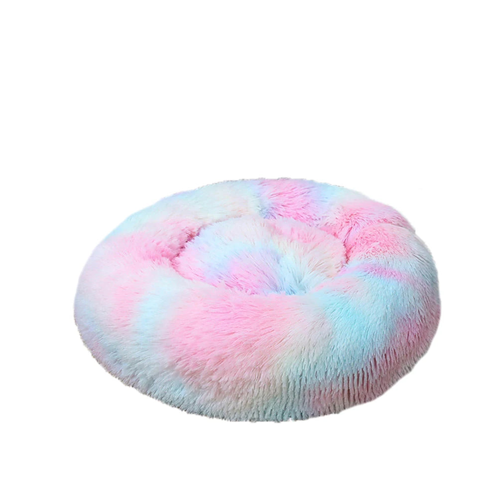 Plush Donut Dog Bed - Warm and Soft Calming Pet Bed for Small and Large Dogs and Cats, Washable Winter Kennel Sofa Cushion Mat