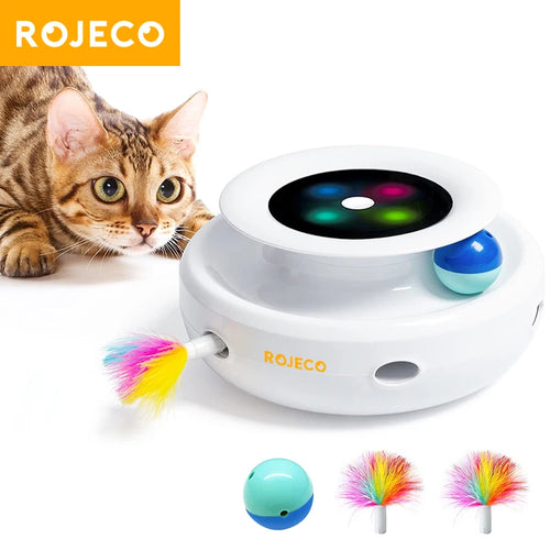 2-in-1 Smart Interactive Pet Toy Set with Automatic Feather and Fun Ball - 5 Modes for Cats and Dogs