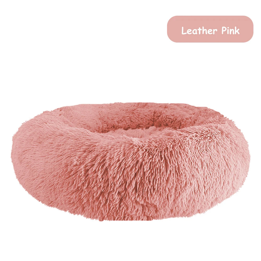 Plush Donut Dog Bed - Warm and Soft Calming Pet Bed for Small and Large Dogs and Cats, Washable Winter Kennel Sofa Cushion Mat