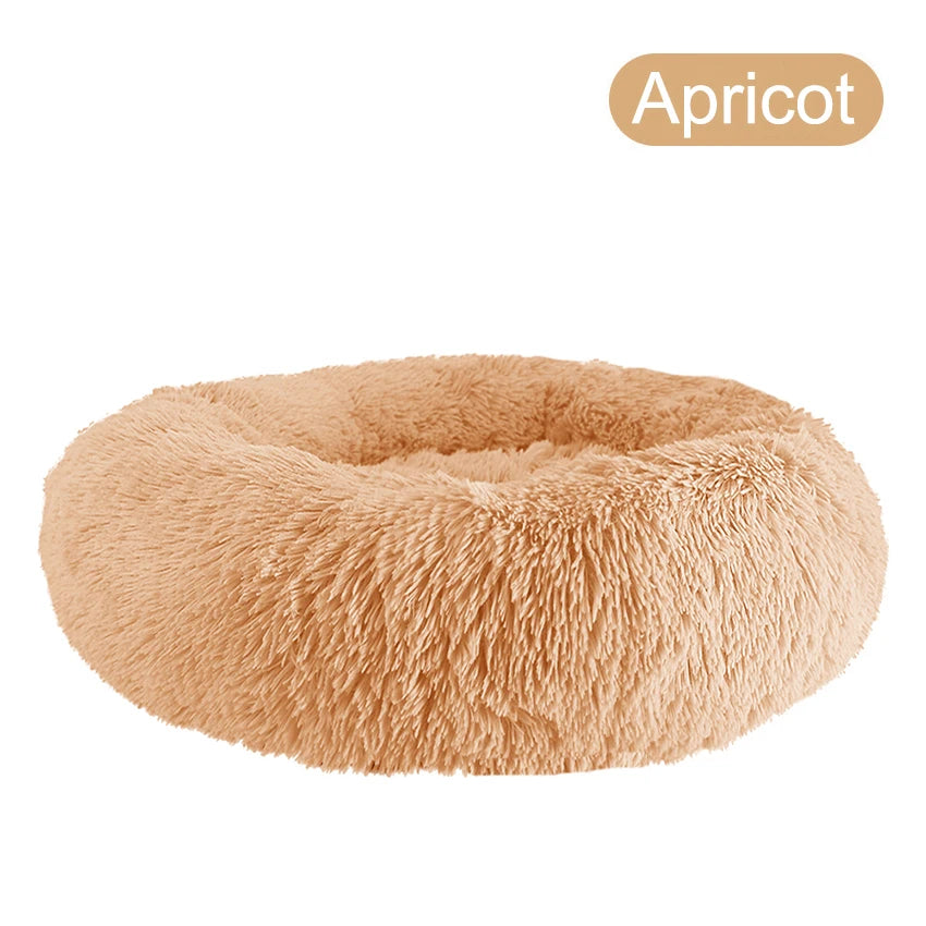 Plush Donut Dog Bed - Warm and Soft Calming Pet Bed for Small and Large Dogs and Cats, Washable Winter Kennel Sofa Cushion Mat