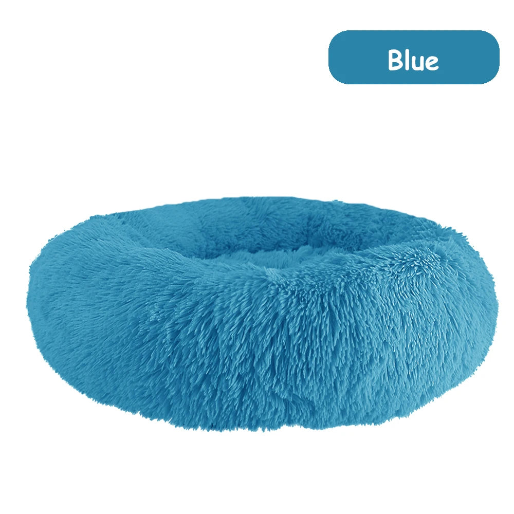 Plush Donut Dog Bed - Warm and Soft Calming Pet Bed for Small and Large Dogs and Cats, Washable Winter Kennel Sofa Cushion Mat