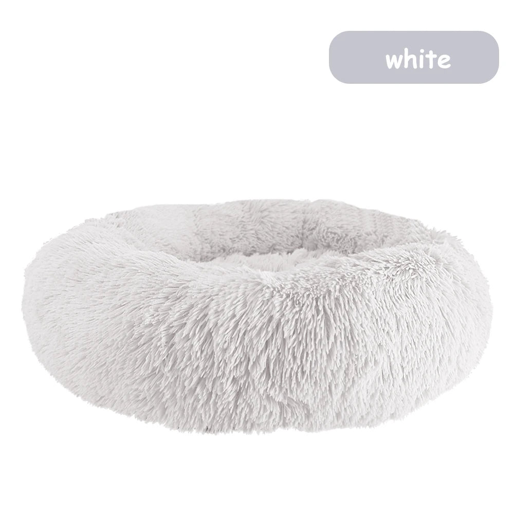 Plush Donut Dog Bed - Warm and Soft Calming Pet Bed for Small and Large Dogs and Cats, Washable Winter Kennel Sofa Cushion Mat