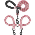 Guinzaglio Doppio in Nylon per Passeggiate con Due Cani, Inclusa Borsa per Rifiuti, Lunghezza 1,5 + 0,5 M
