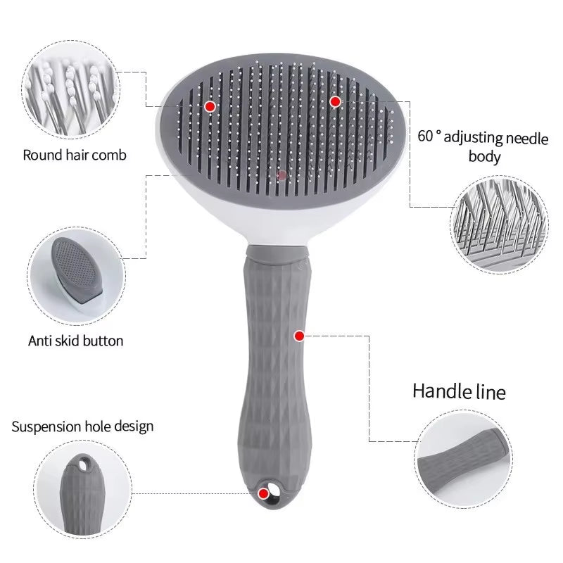 Professional Self-Cleaning Pet Grooming Brush and Comb for Dogs and Cats - Effective Shedding Tool and Accessories for Pet Care