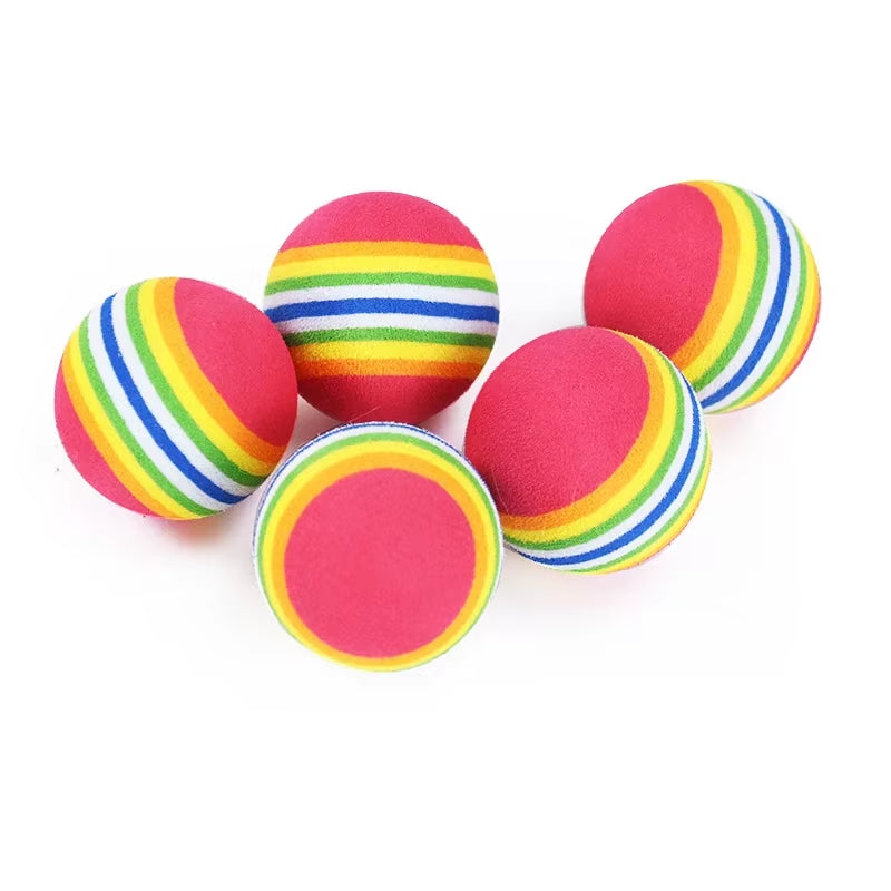 Arcobaleno EVA Giocattoli per Gatti Palla Interattiva Gatto Cane Gioca Da Masticare Sonaglio Scratch EVA Palla Palline Da Allenamento Giocattoli per Animali Domestici Forniture