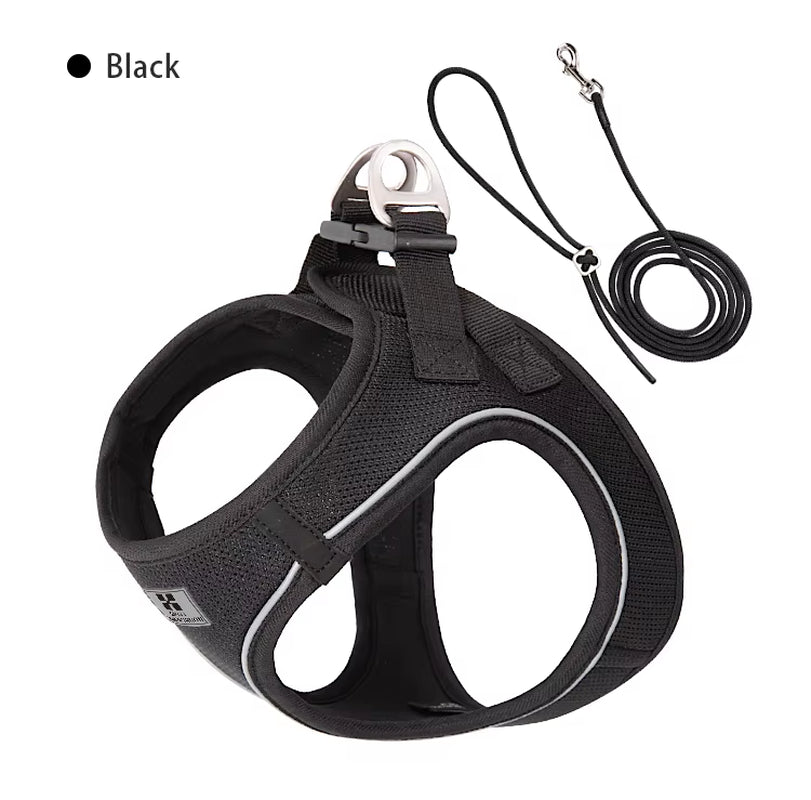 Adjustable Reflective Leash and Harness Set for Small to Medium Dogs, Suitable for Puppies and Cats, Ideal for Outdoor Walks, Compatible with Chihuahuas and Dachshunds
