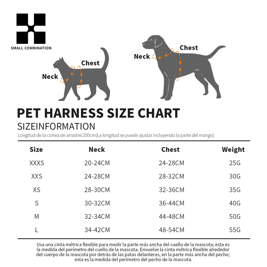 Adjustable Reflective Leash and Harness Set for Small to Medium Dogs, Suitable for Puppies and Cats, Ideal for Outdoor Walks, Compatible with Chihuahuas and Dachshunds