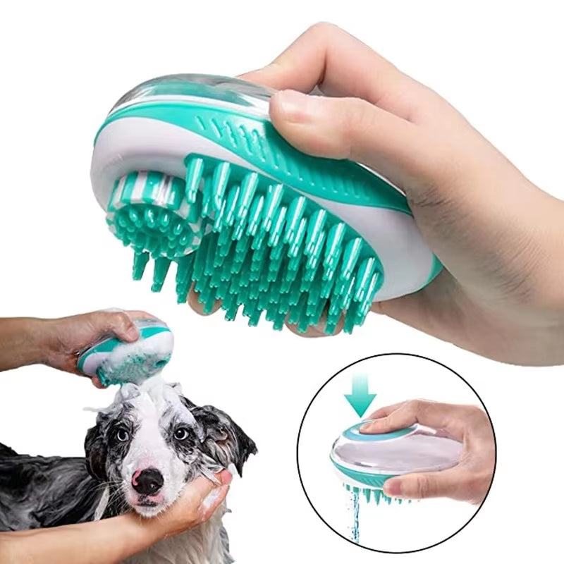 2-in-1 Bath Brush for Dogs and Cats, Pet Massage Comb for SPA Grooming, Soft Silicone Shower Brush, Dog Fur Cleaning Tool, Pet Care Accessories