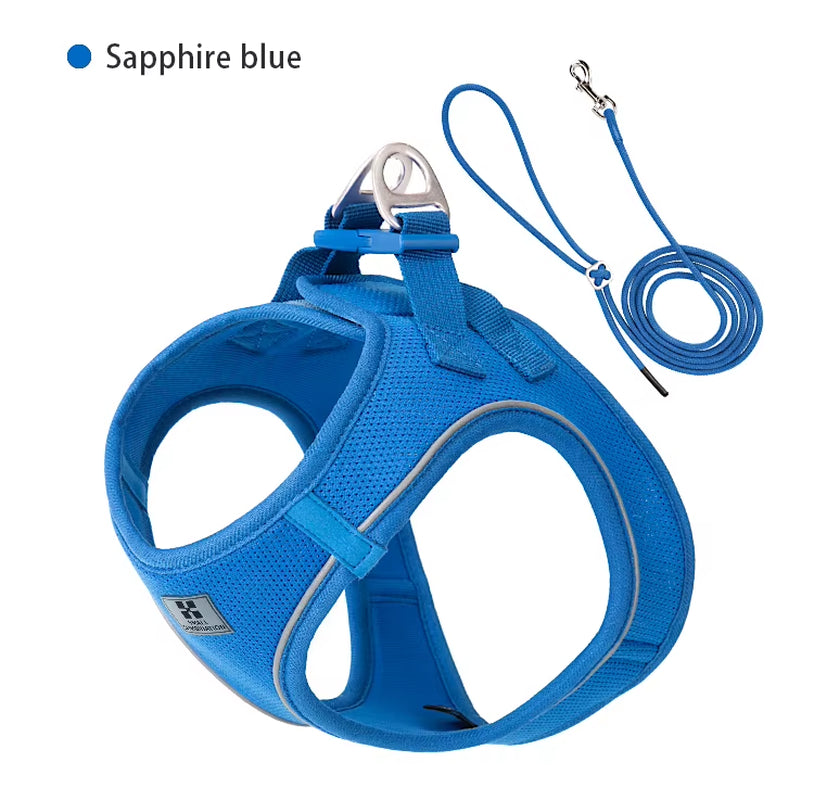 Adjustable Reflective Leash and Harness Set for Small to Medium Dogs, Suitable for Puppies and Cats, Ideal for Outdoor Walks, Compatible with Chihuahuas and Dachshunds