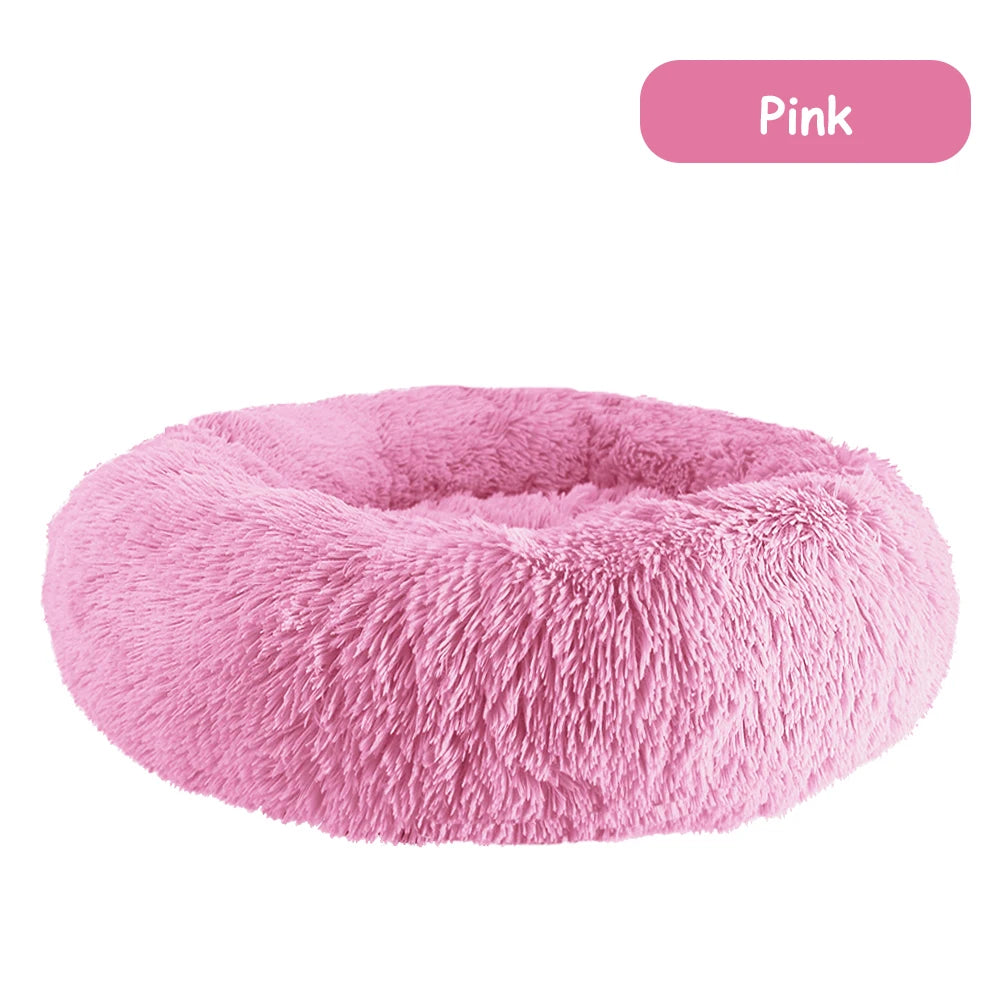 Plush Donut Dog Bed - Warm and Soft Calming Pet Bed for Small and Large Dogs and Cats, Washable Winter Kennel Sofa Cushion Mat