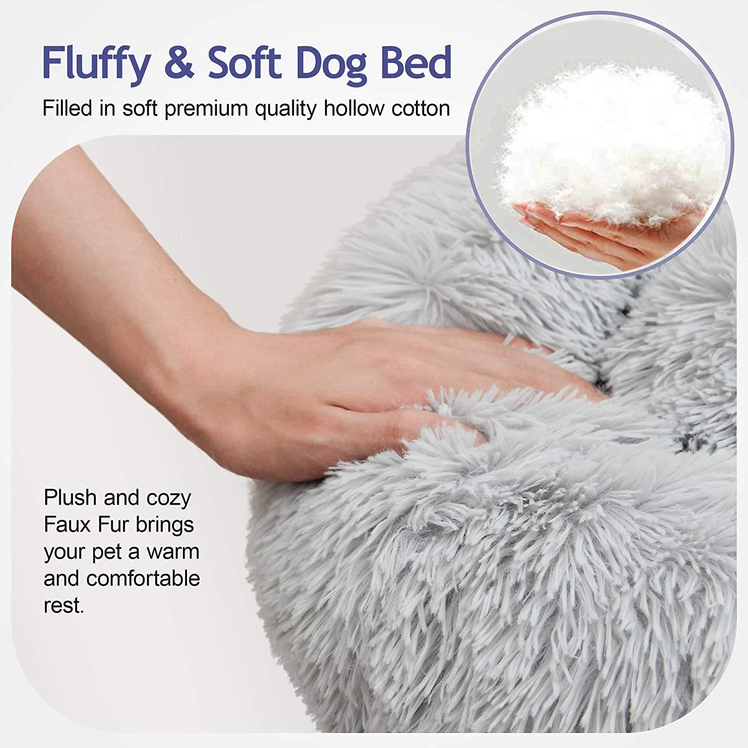 Donut Dog Bed - Cozy Plush Pet Bed for Small and Large Dogs and Cats, Calming Washable Winter Kennel Sofa Cushion Mat